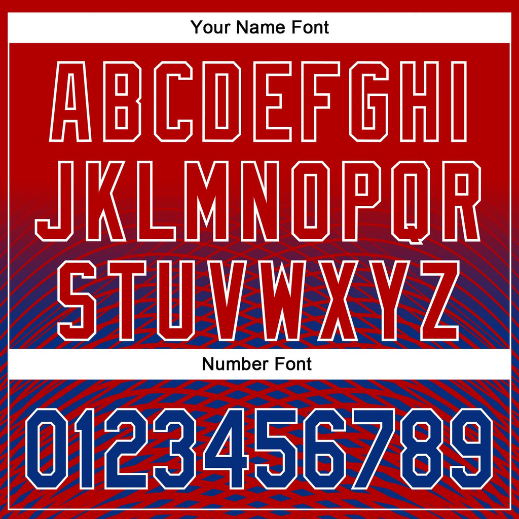 Custom Red Royal-White 3D Pattern Design Gradient Lines Authentic Baseball Jersey