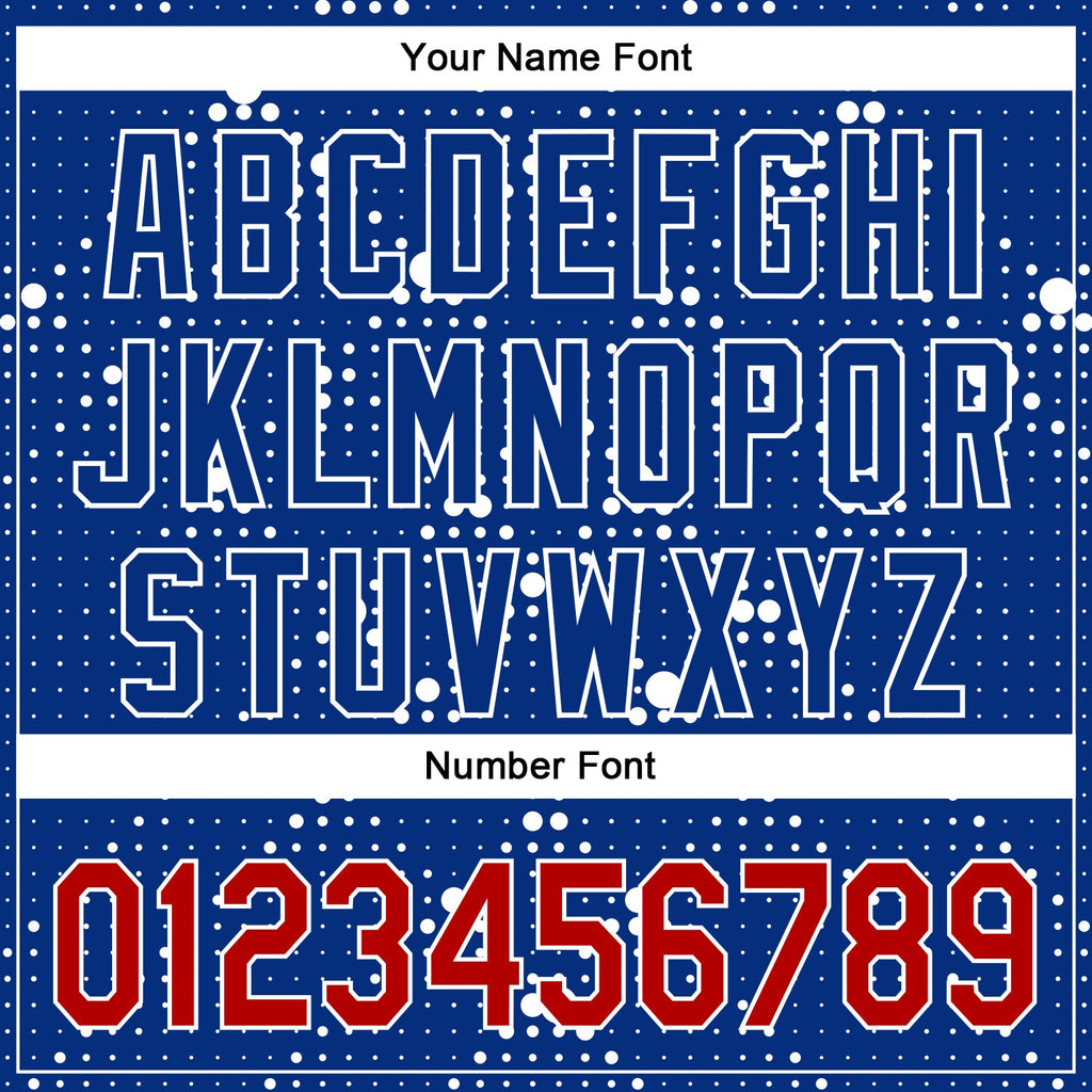 Custom Royal Red-White 3D Pattern Design Geometric Halftone Dots Authentic Baseball Jersey