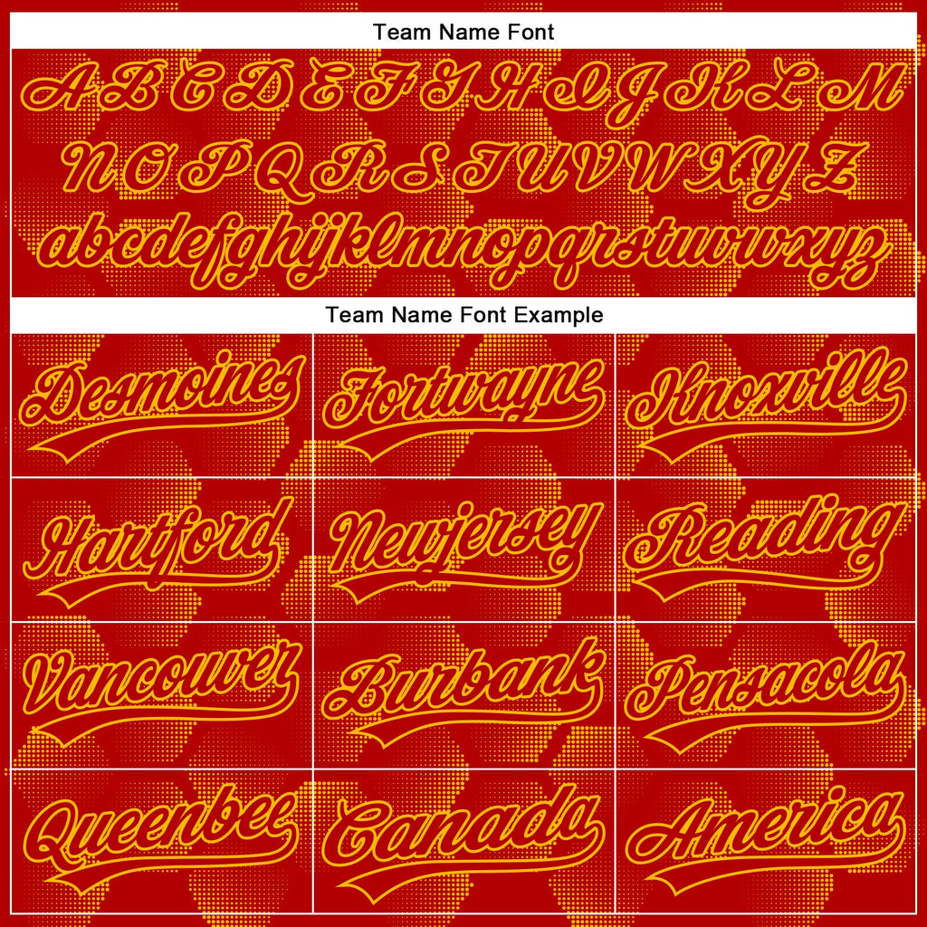 Custom Red Gold 3D Pattern Design Halftone Geometric Shapes Authentic Baseball Jersey