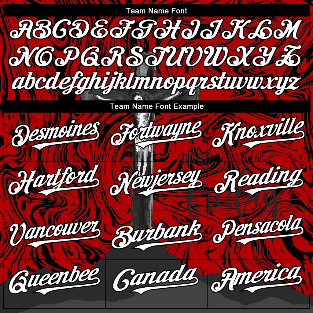 Custom Red White-Black 3D Pattern Design Religion Cross Jesus Christ Good Friday Authentic Baseball Jersey