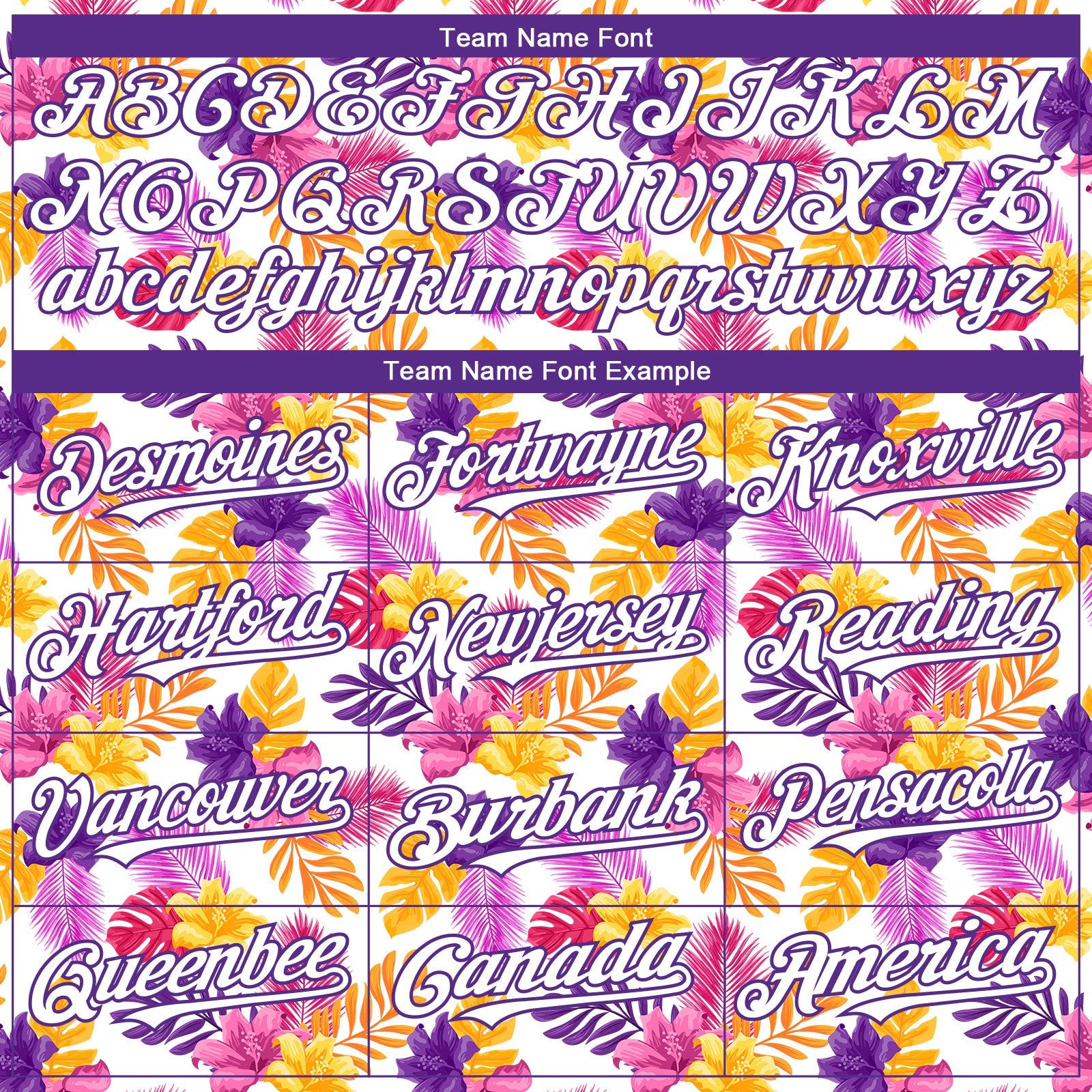 Custom White Purple 3D Pattern Design Tropical Flower And Hawaii Palm Leaves Authentic Baseball Jersey