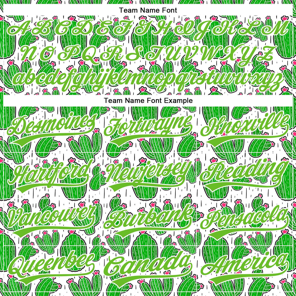 Custom White Aurora Green 3D Pattern Design Cactus Festival Authentic Baseball Jersey