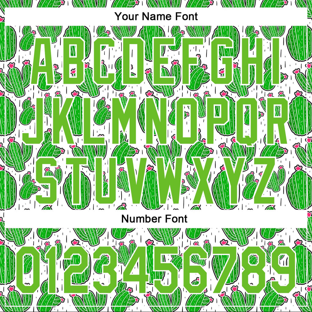 Custom White Aurora Green 3D Pattern Design Cactus Festival Authentic Baseball Jersey