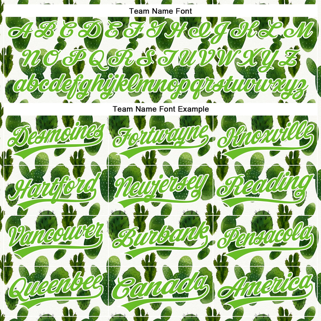 Custom White Aurora Green 3D Pattern Design Cactus Festival Authentic Baseball Jersey
