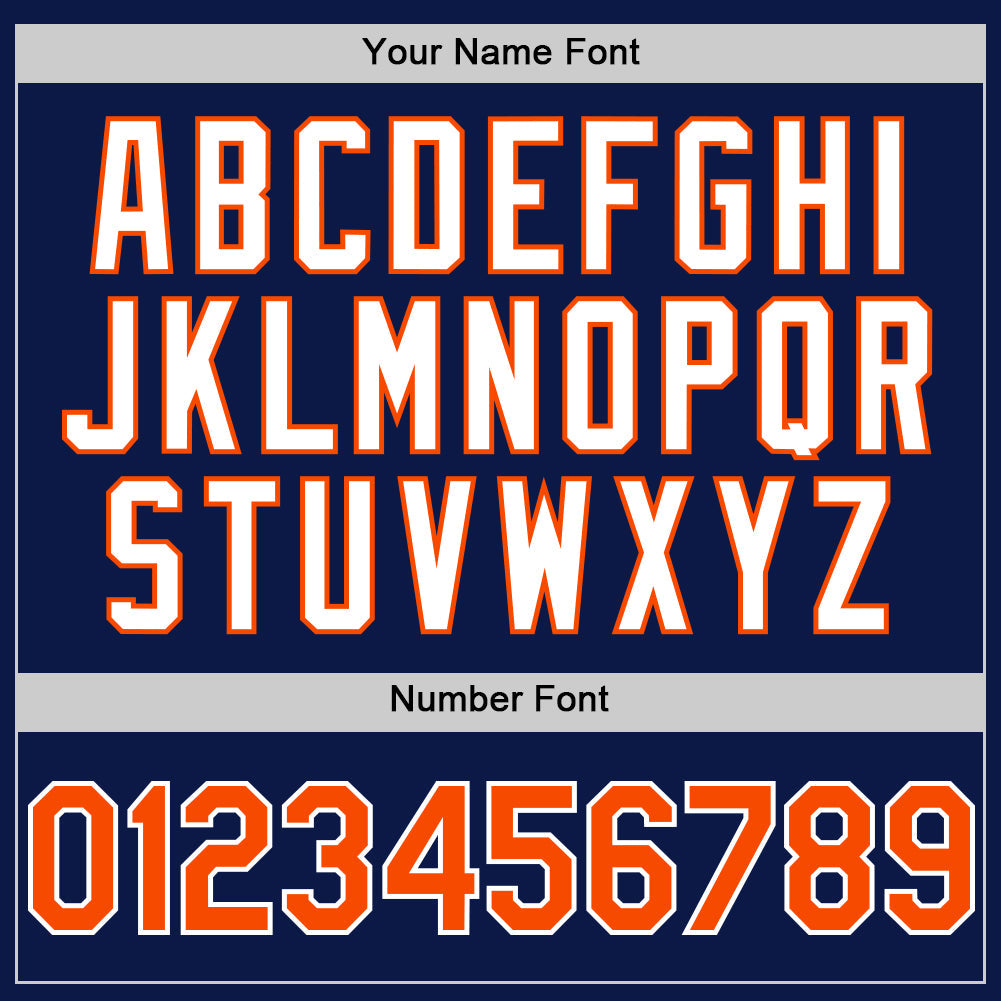 Custom Navy Orange-White 3D Pattern Design Gradient Style Twinkle Star Authentic Baseball Jersey