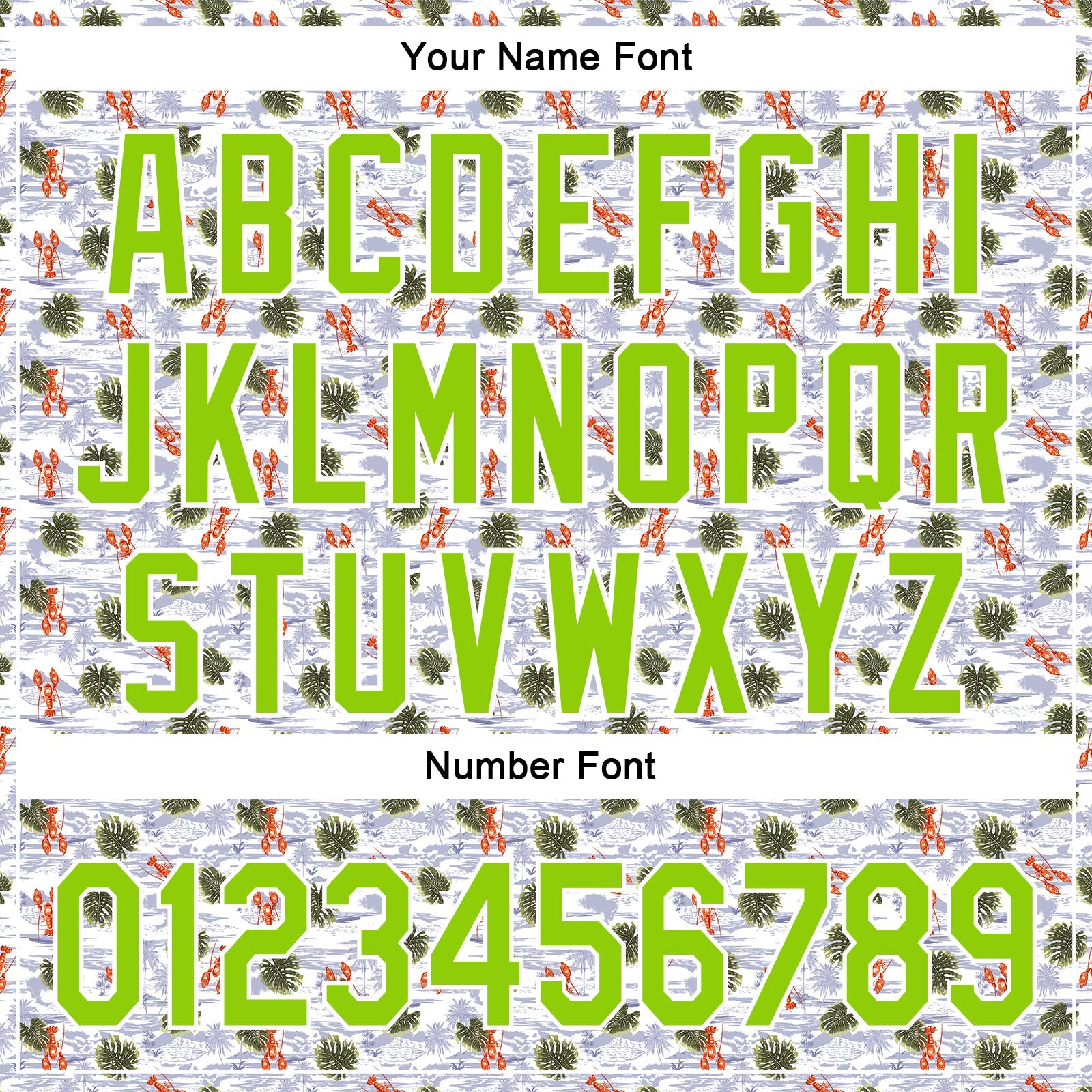 Custom White Neon Green 3D Pattern Design Animal Lobster And Hawaii Palm Trees Authentic Baseball Jersey