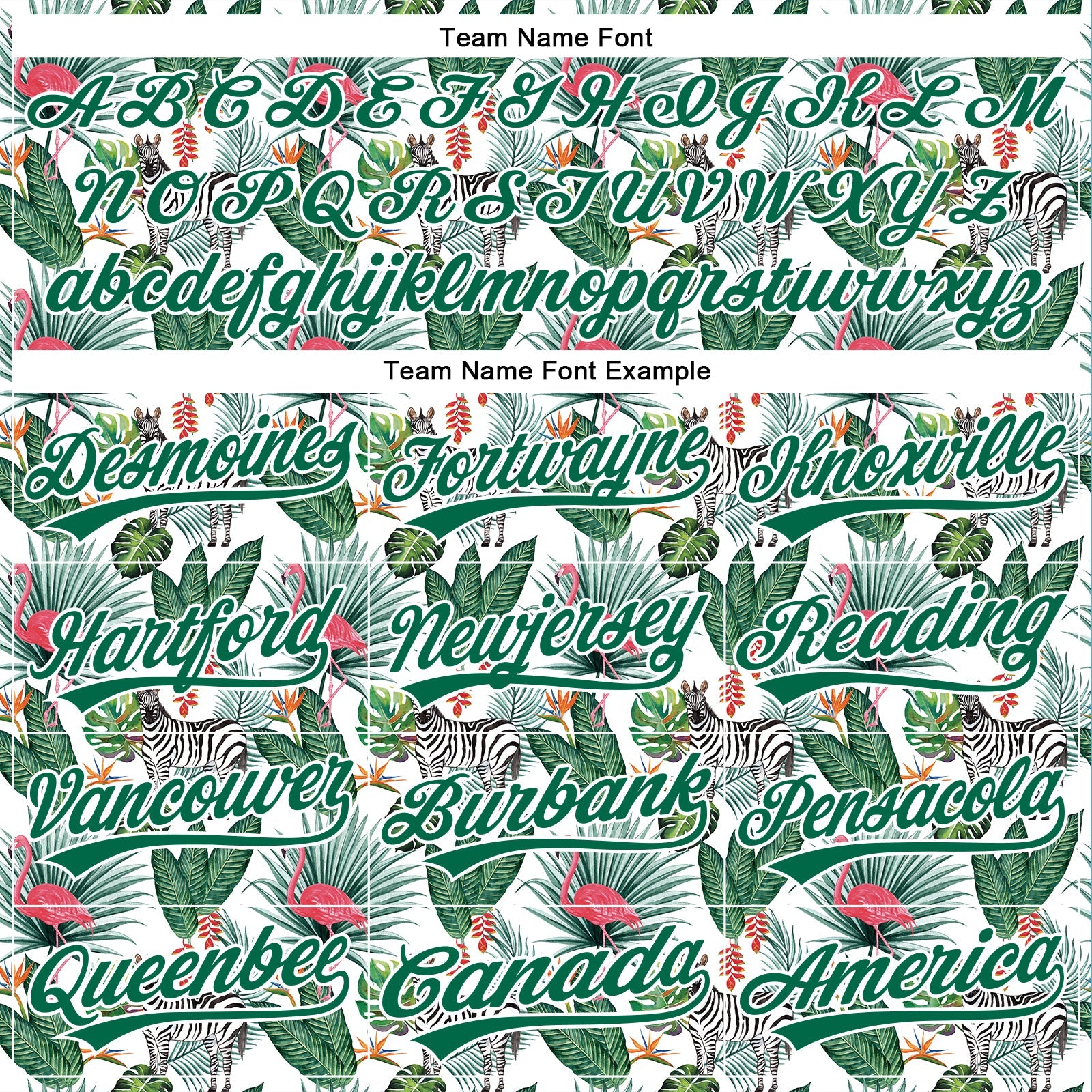 Custom White Kelly Green 3D Pattern Design Animal Zebra Flamingo And Hawaii Palm Leaves Authentic Baseball Jersey
