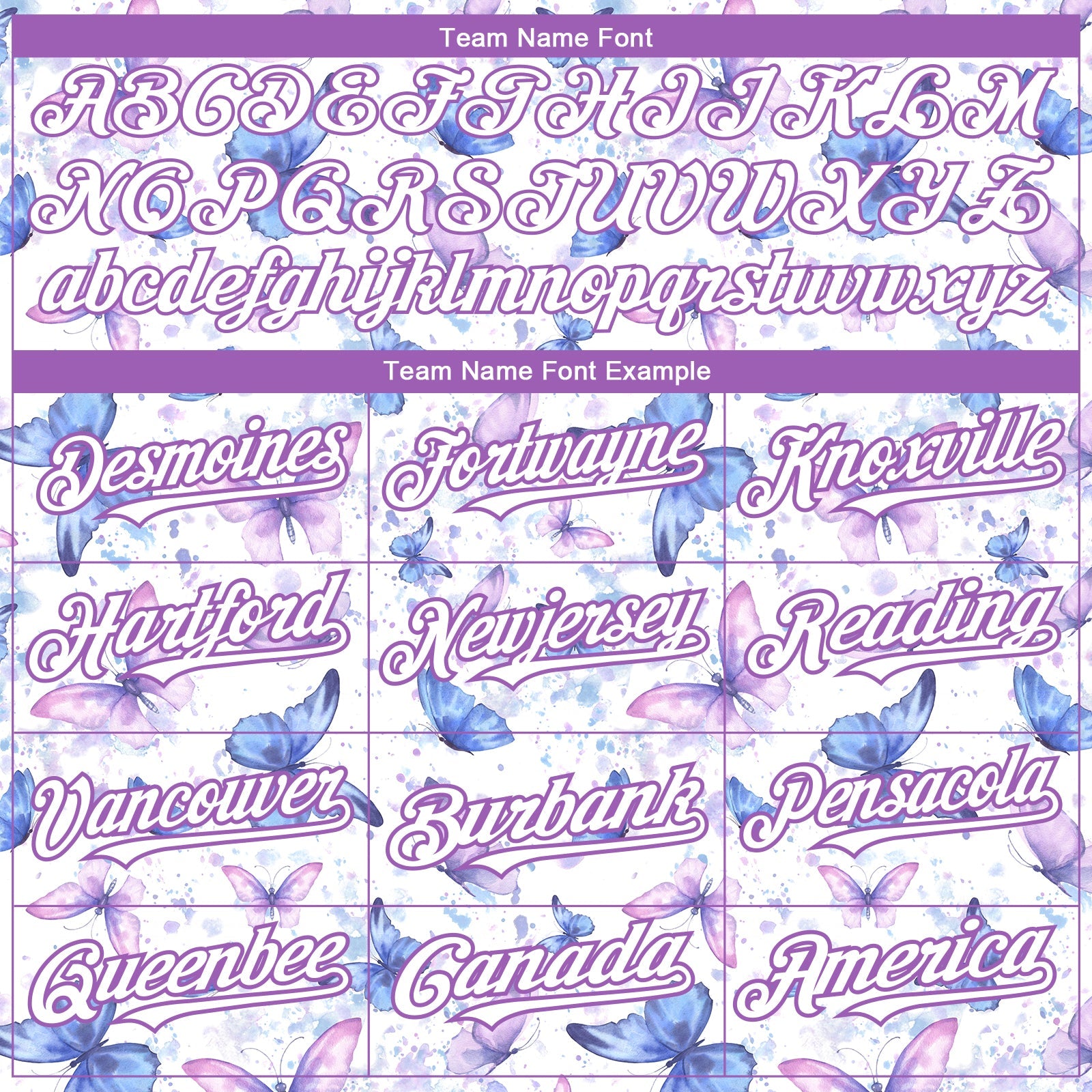 Custom White Medium Purple 3D Pattern Design Animal Butterfly Authentic Baseball Jersey