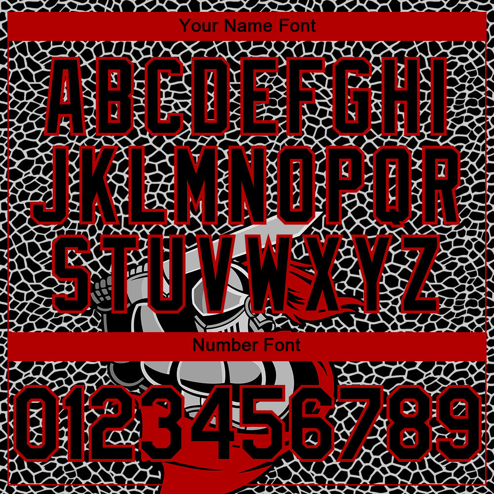 Custom Black Red-White 3D Pattern Design Knight Hero Art Authentic Baseball Jersey