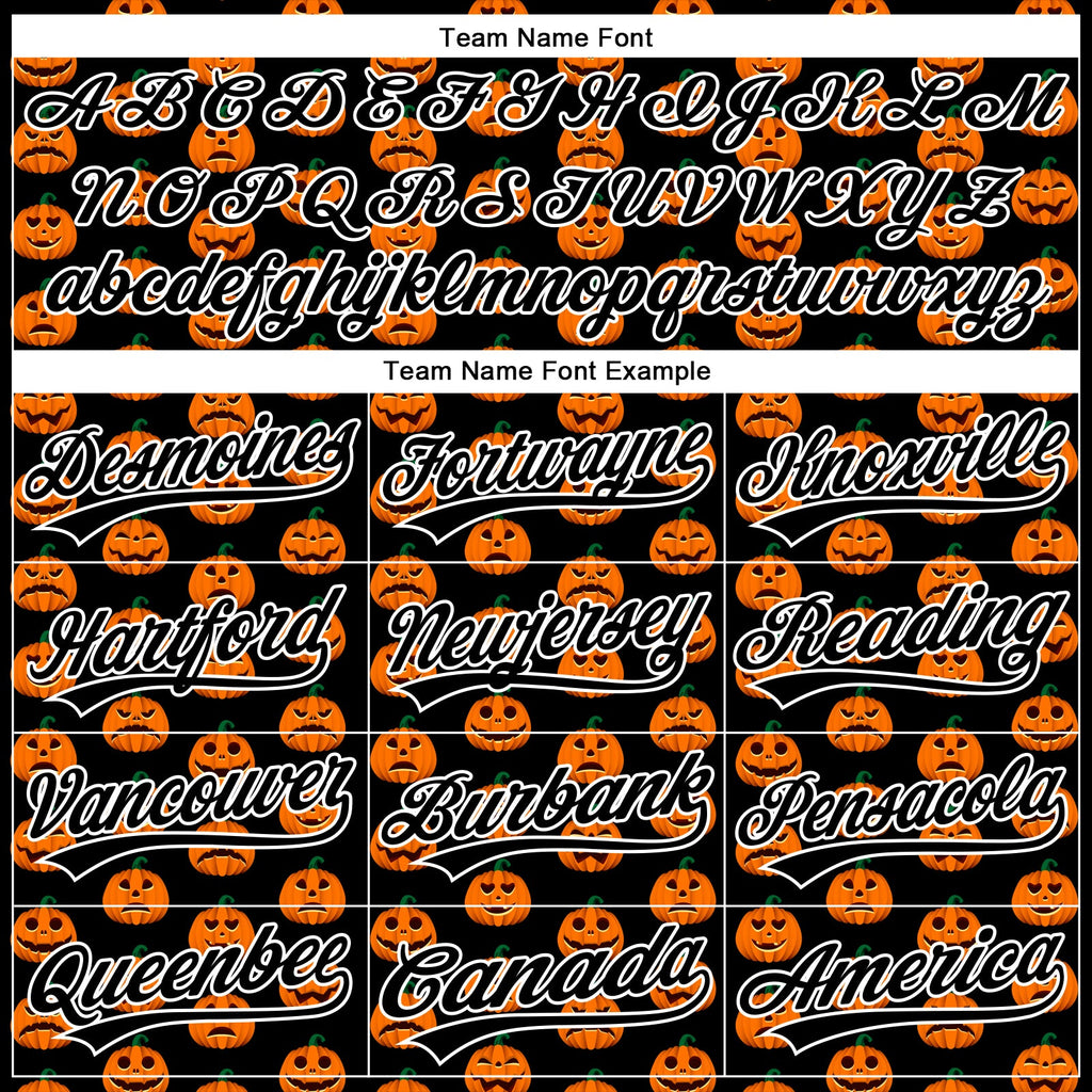 Custom Black White 3D Halloween Authentic Baseball Jersey