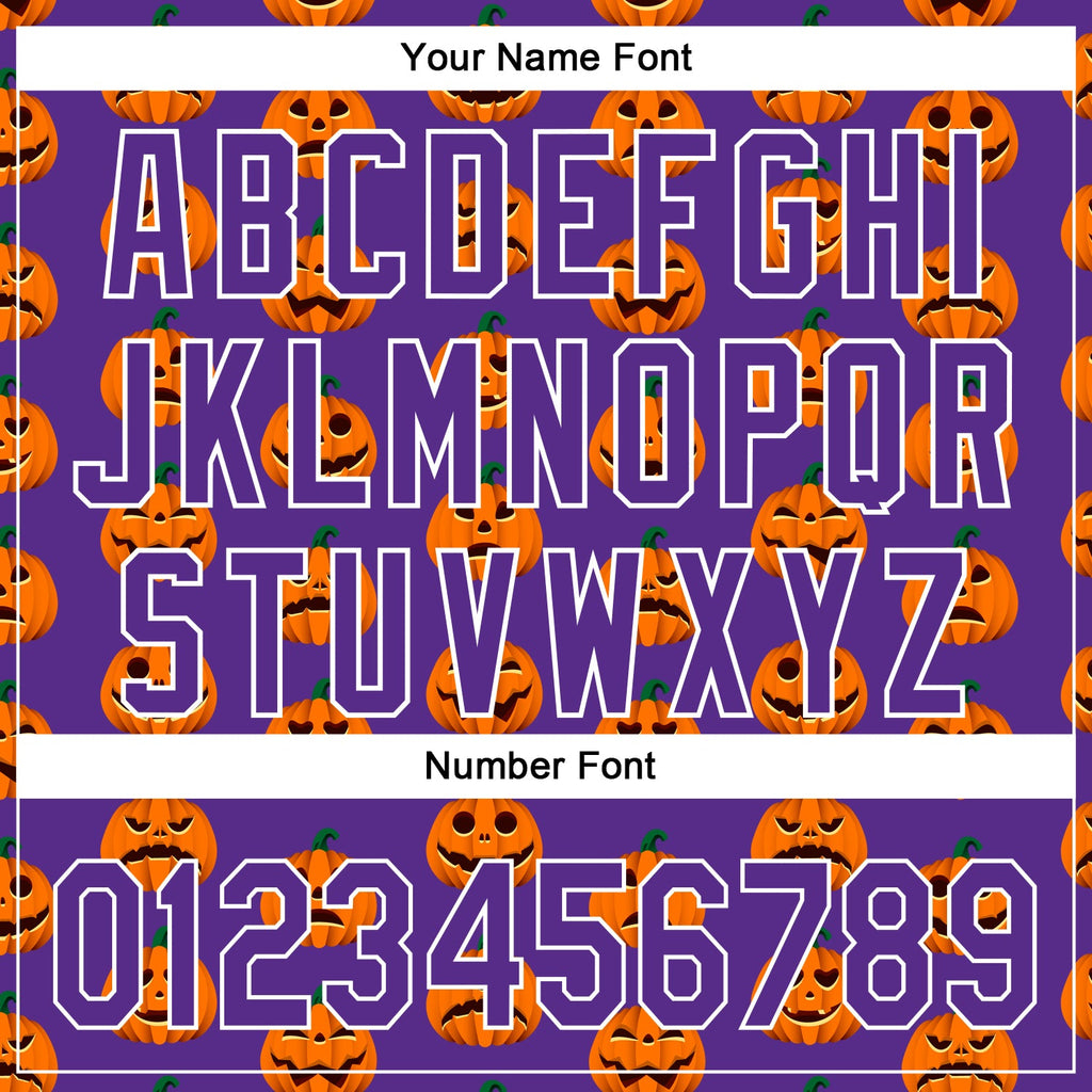 Custom Purple White 3D Halloween Authentic Baseball Jersey