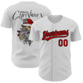 Custom White Red-Black 3D Funny Christmas Authentic Baseball Jersey