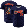 Custom Navy Red-Cream 3D Funny Christmas Authentic Baseball Jersey