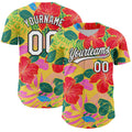 Custom Red White-Black 3D Tropical Hawaii Jungle Leaves And Flower Authentic Baseball Jersey