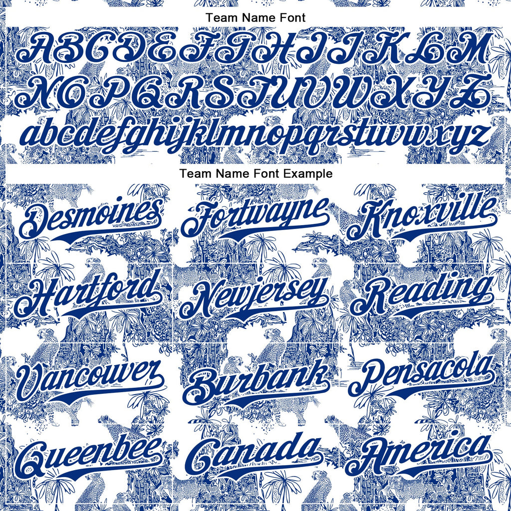 Custom White Royal 3D Hawaii Tropical Jungle Leopard Authentic Baseball Jersey
