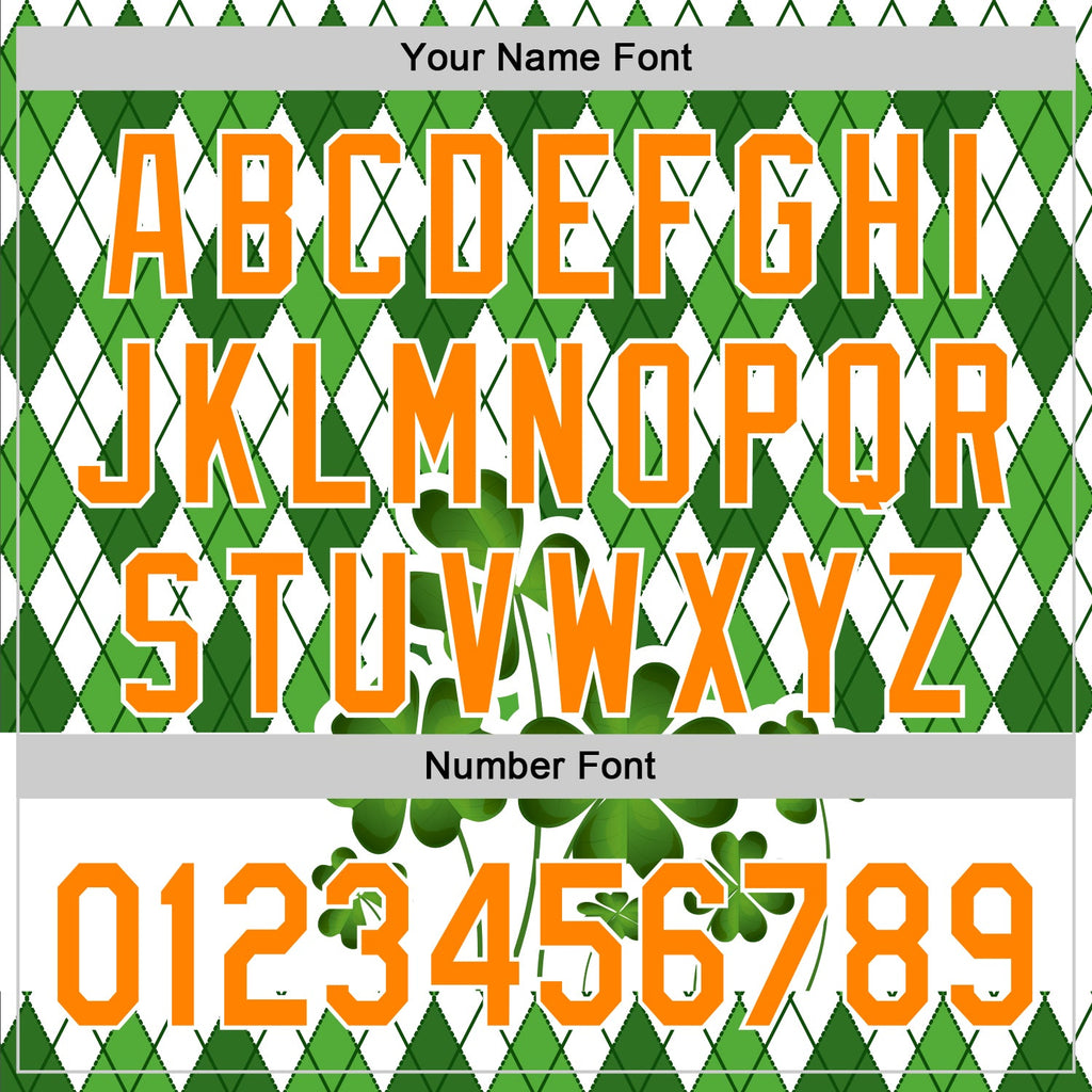 Custom White Bay Orange-Green 3D St. Patrick's Day Shamrock Authentic Baseball Jersey