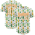 Custom White Bay Orange-Green 3D St. Patrick's Day Shamrock Authentic Baseball Jersey