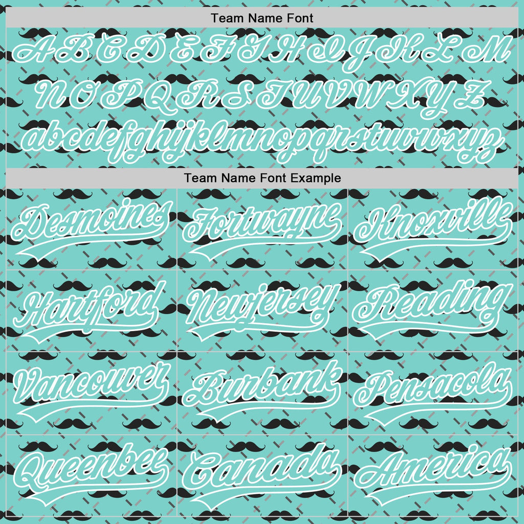 Custom Ice Blue White 3D Pattern Design Father's Day Mustache Authentic Baseball Jersey