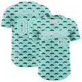Custom Ice Blue White 3D Pattern Design Father's Day Mustache Authentic Baseball Jersey