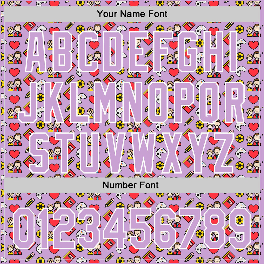 Custom Light Purple White 3D Pattern Design Father's Day Family Love Authentic Baseball Jersey