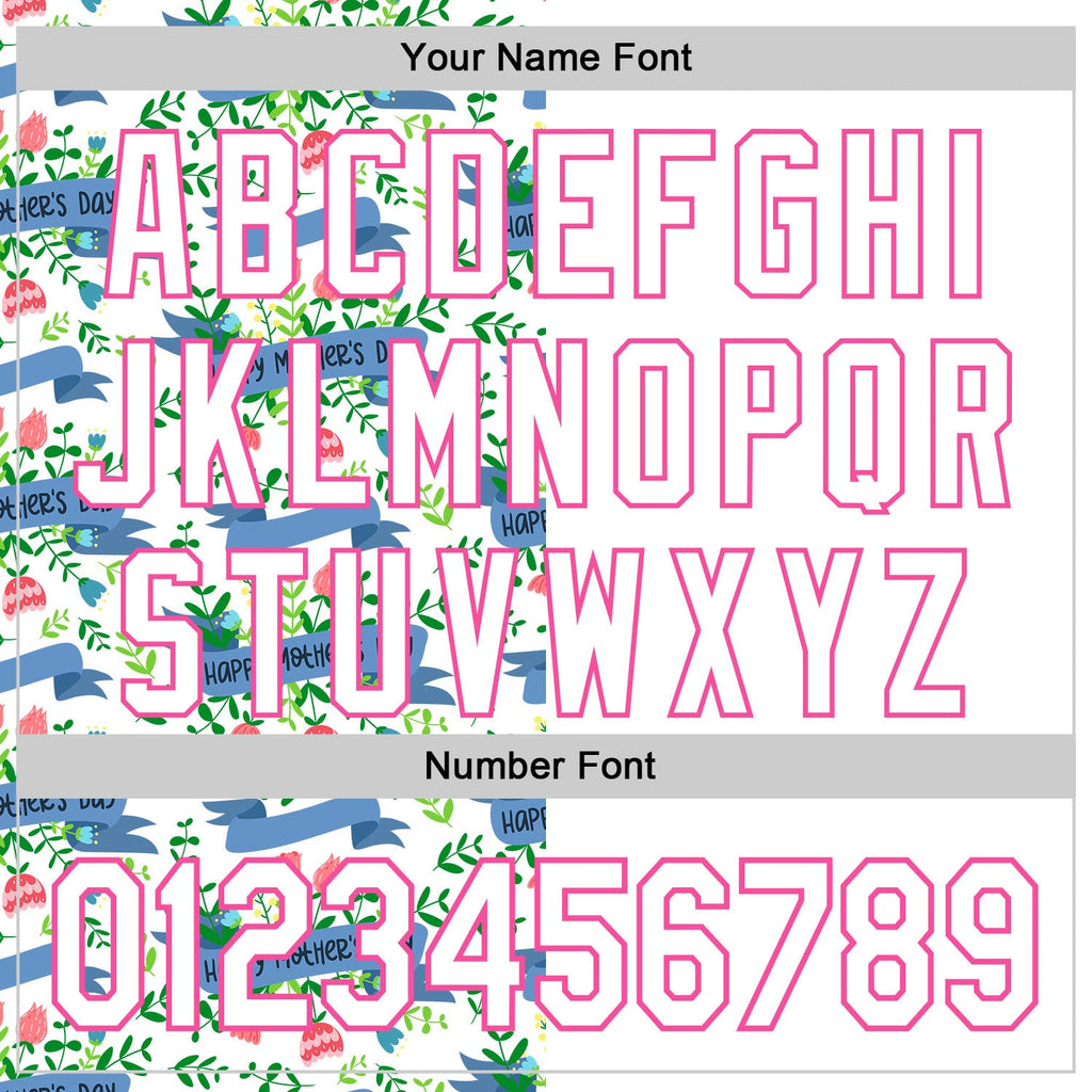 Custom White Pink 3D Pattern Design Mother's Day Flower Authentic Baseball Jersey