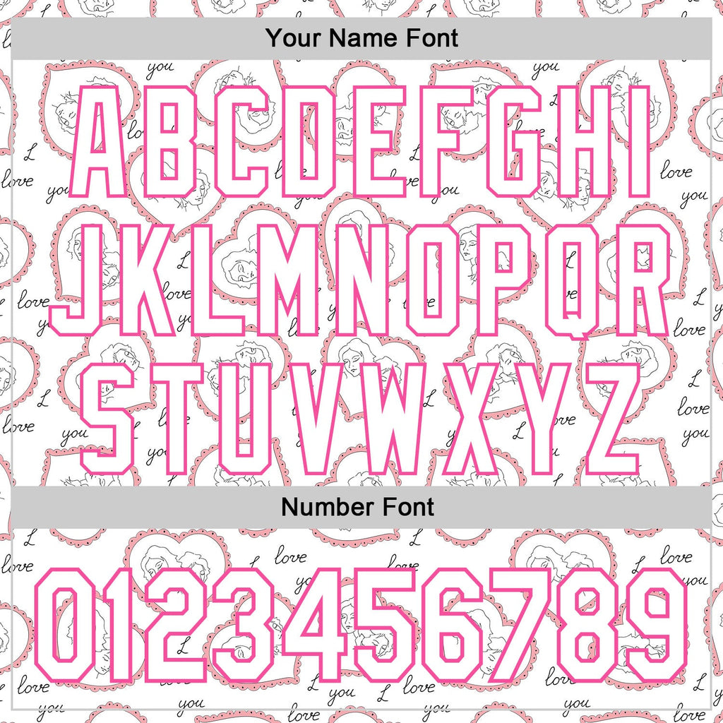 Custom White Pink 3D Pattern Design Mother's Day Love Authentic Baseball Jersey