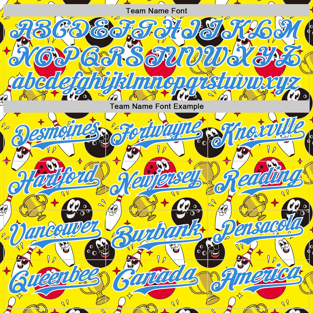 Custom Light Yellow Electric Blue-White Comic Doodle Ballgame 3D Pattern Design Authentic Baseball Jersey