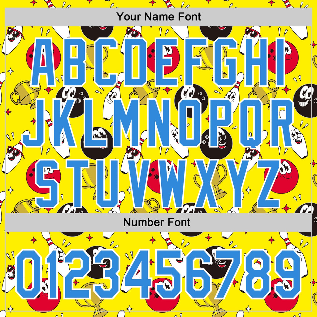 Custom Light Yellow Electric Blue-White Comic Doodle Ballgame 3D Pattern Design Authentic Baseball Jersey