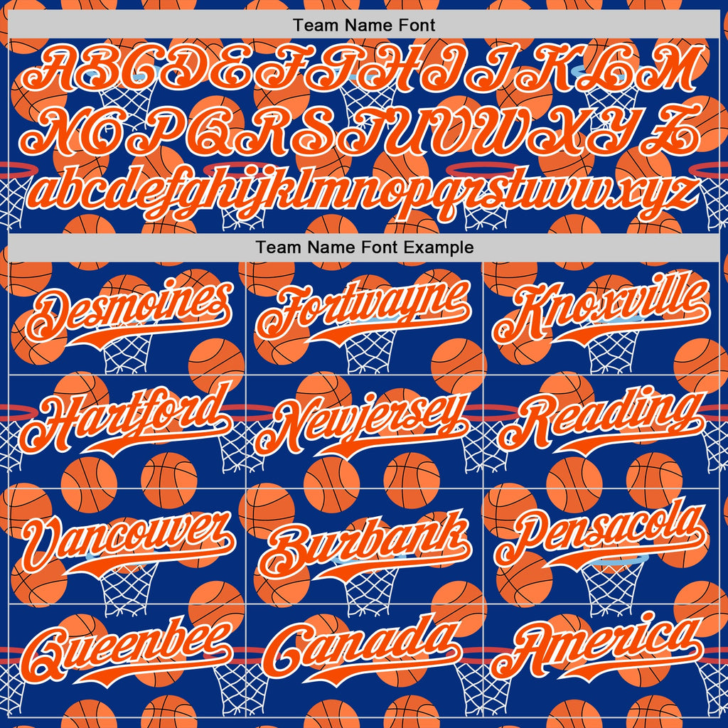Custom Royal Orange-White Comic Doodle Ballgame 3D Pattern Design Authentic Baseball Jersey