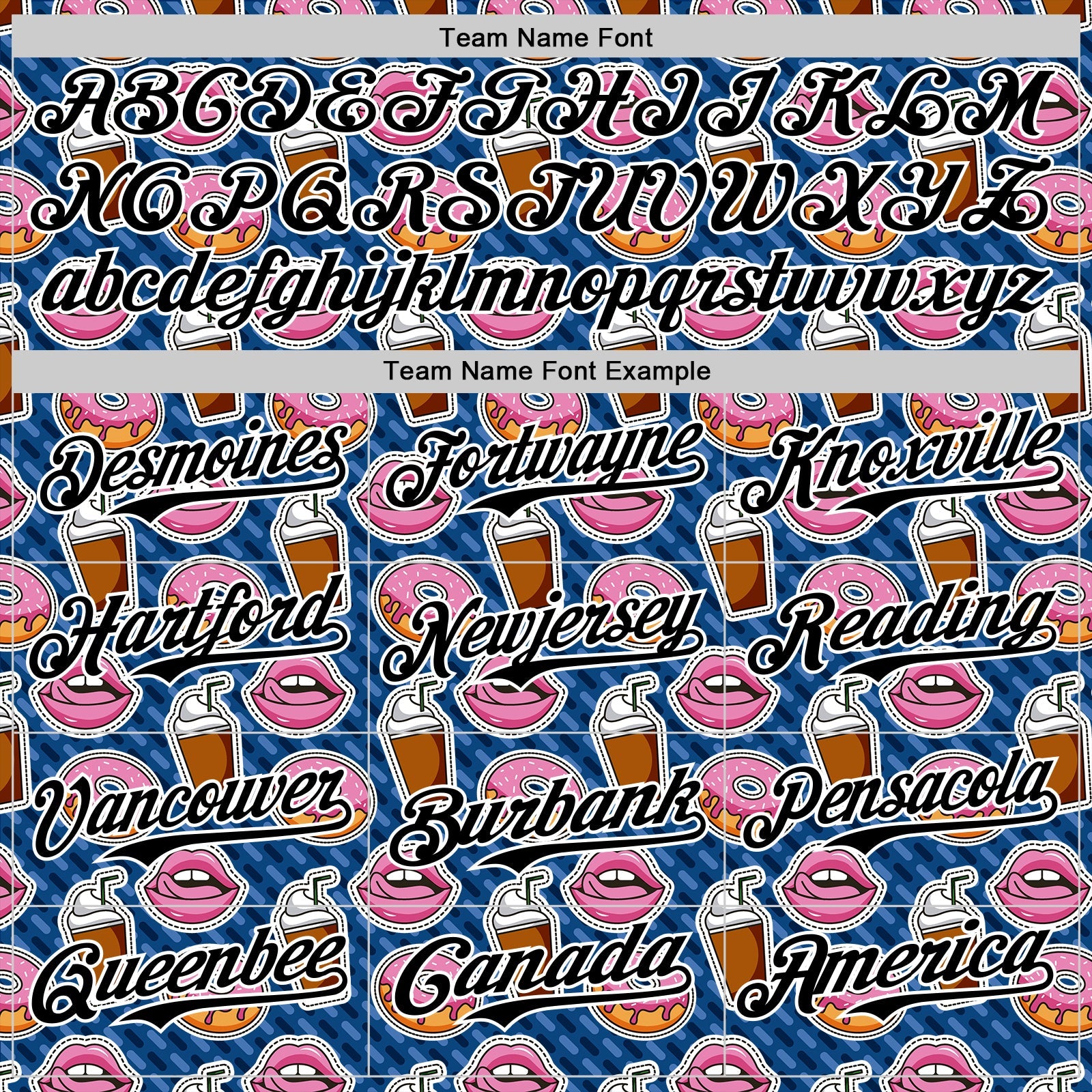 Custom US Navy Blue Black-White 3D Pattern Design Foodie Food Dessert Milkshake Donut Authentic Baseball Jersey