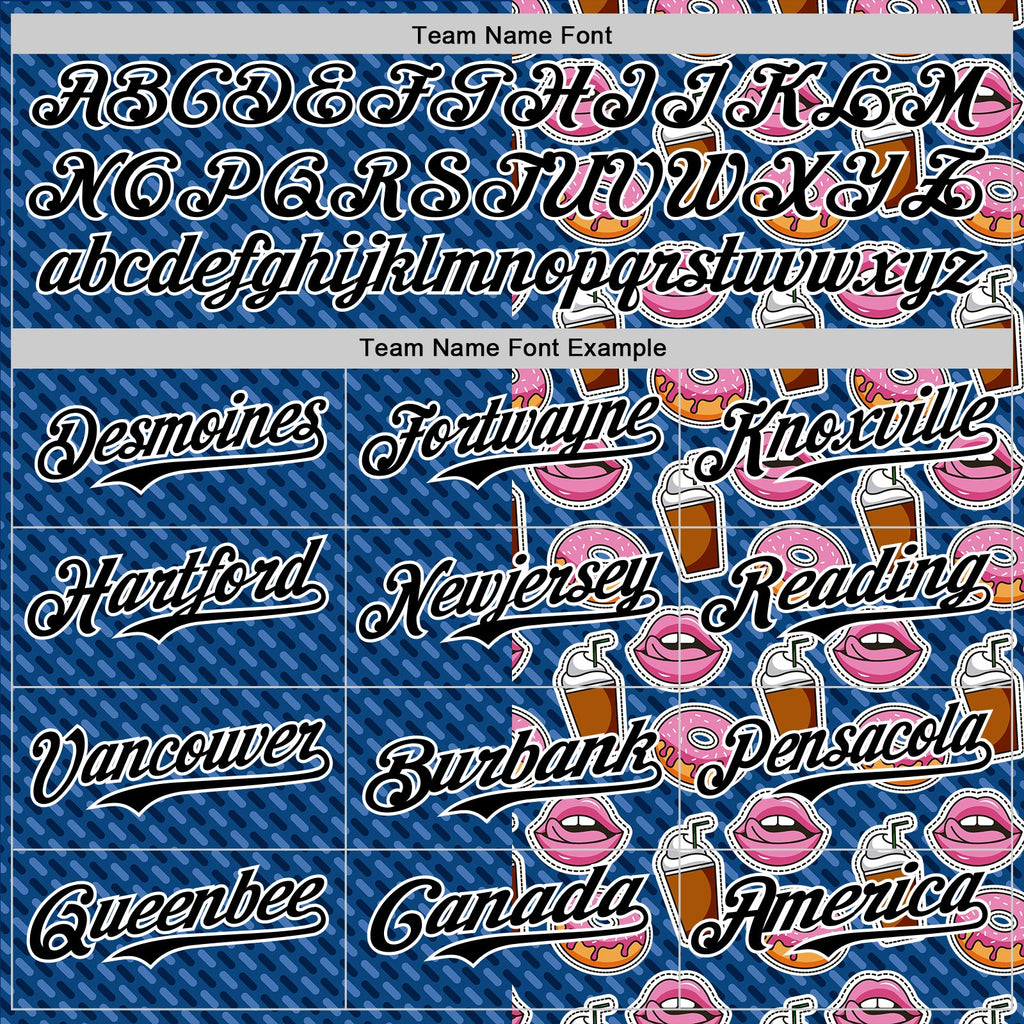 Custom US Navy Blue Black-White 3D Pattern Design Foodie Food Dessert Milkshake Donut Authentic Baseball Jersey