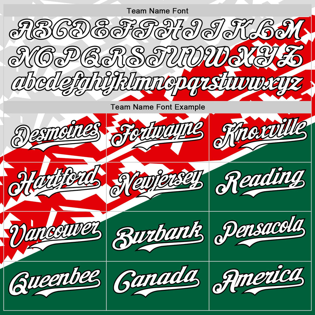 Custom White Red Kelly Green-Black 3D Mexico Authentic Baseball Jersey