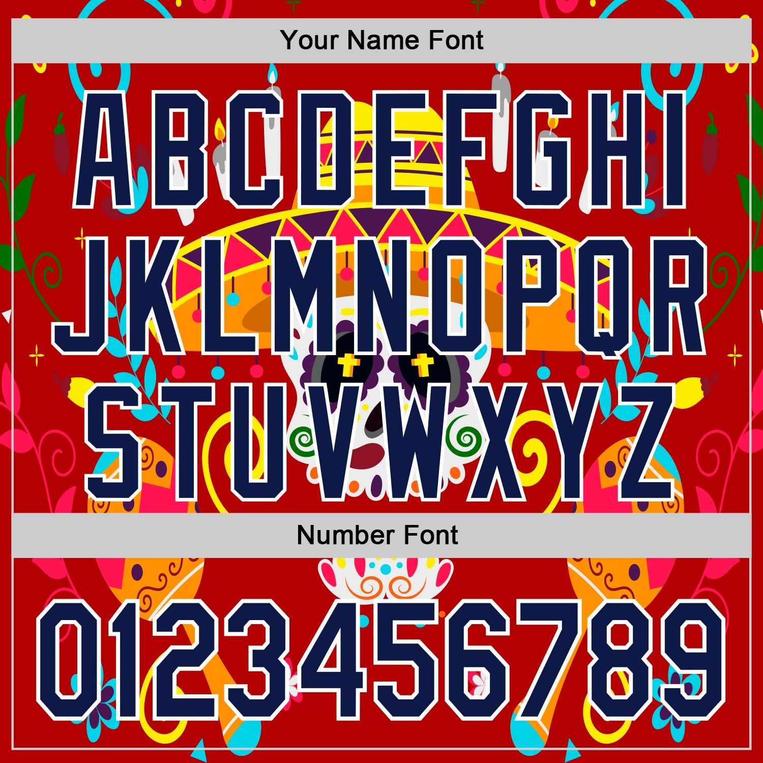 Custom Red Navy-White 3D Mexican Festival Flower And Skull Sombrero Cinco de Mayo Authentic Baseball Jersey