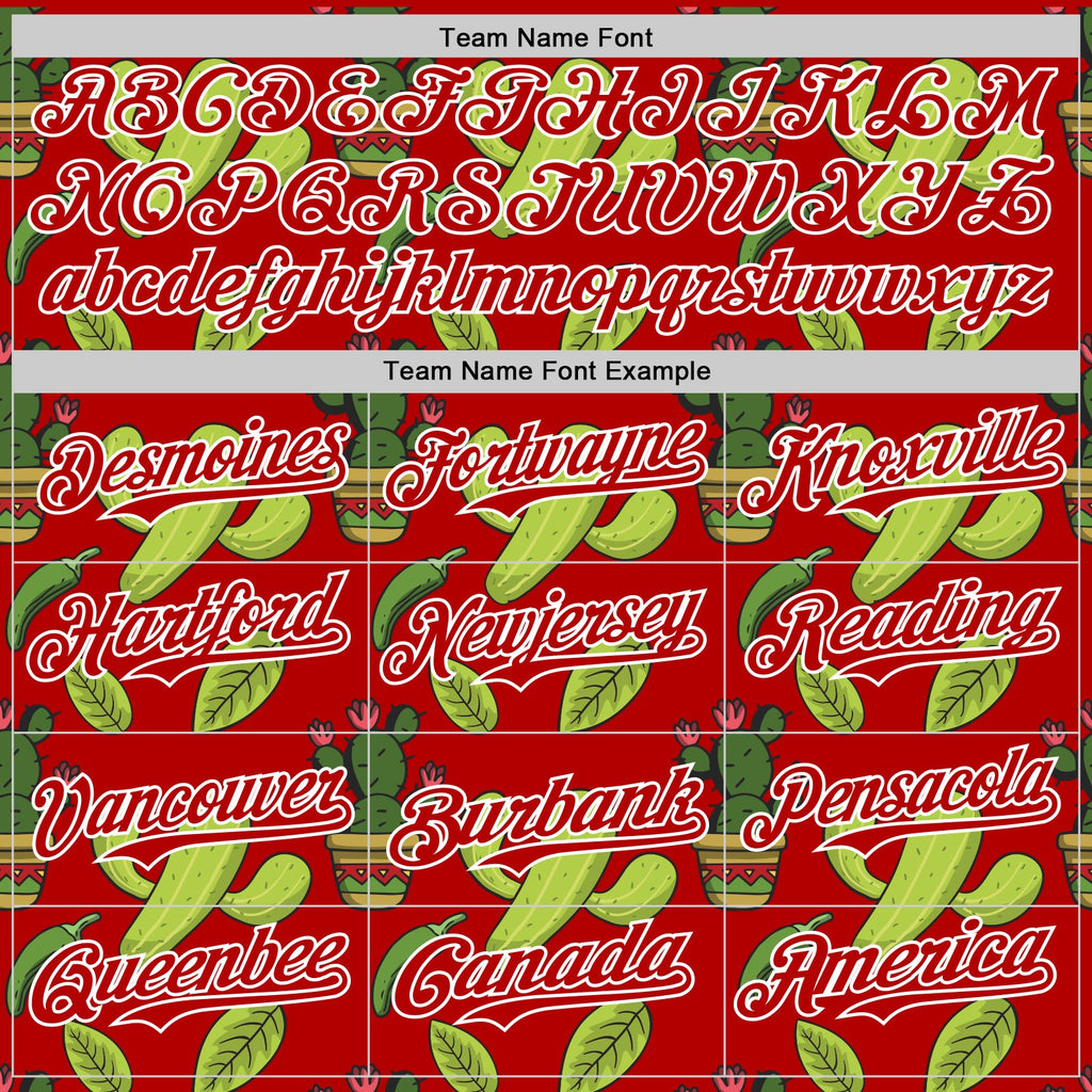 Custom Red White 3D Mexican Cactus Authentic Baseball Jersey