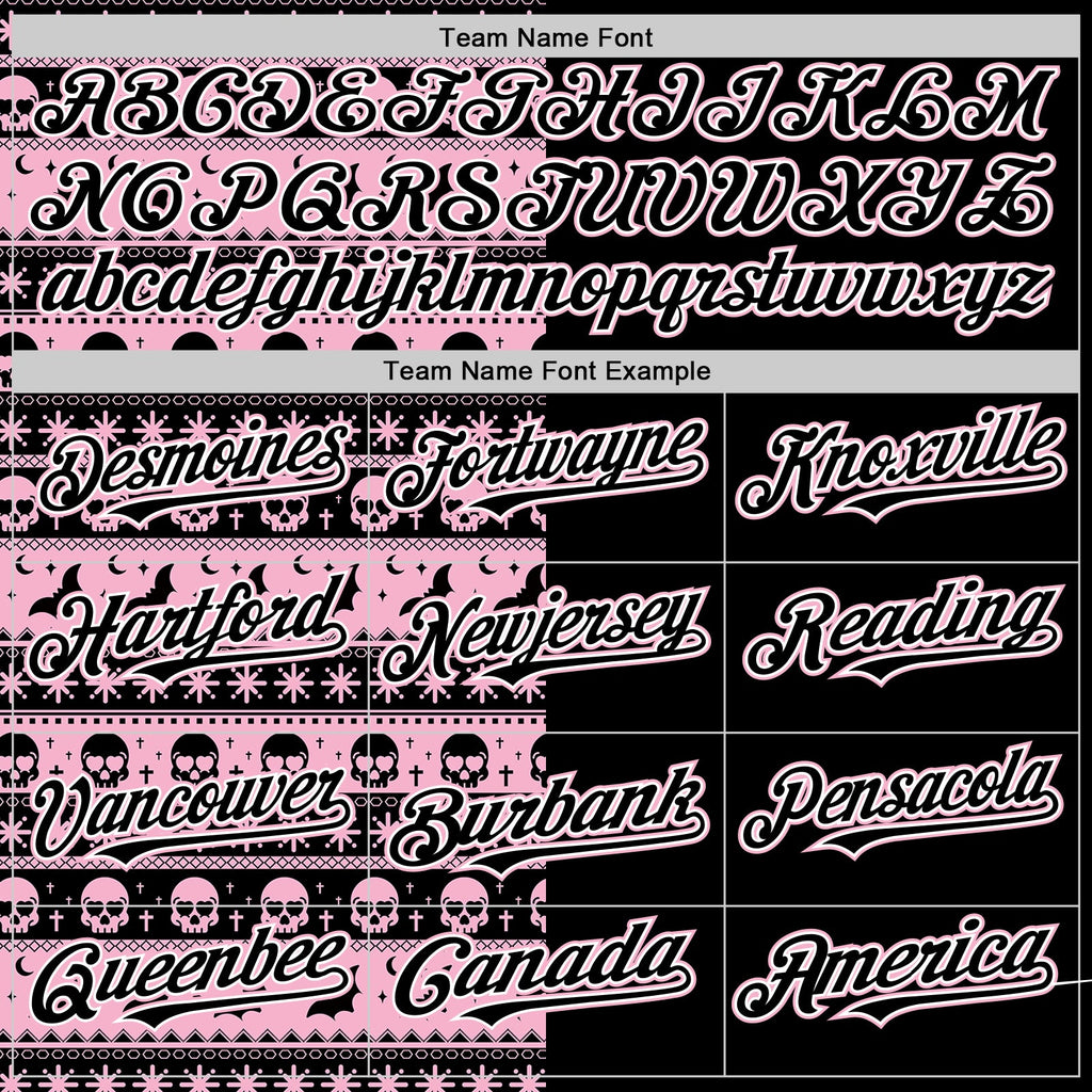 Custom Black Light Pink-White 3D Gothic Skull Authentic Baseball Jersey