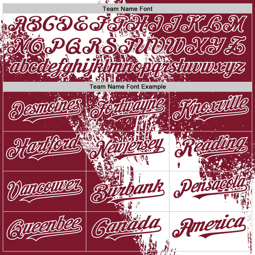 Custom White Crimson 3D Pattern Design Abstract Brush Stroke Authentic Baseball Jersey