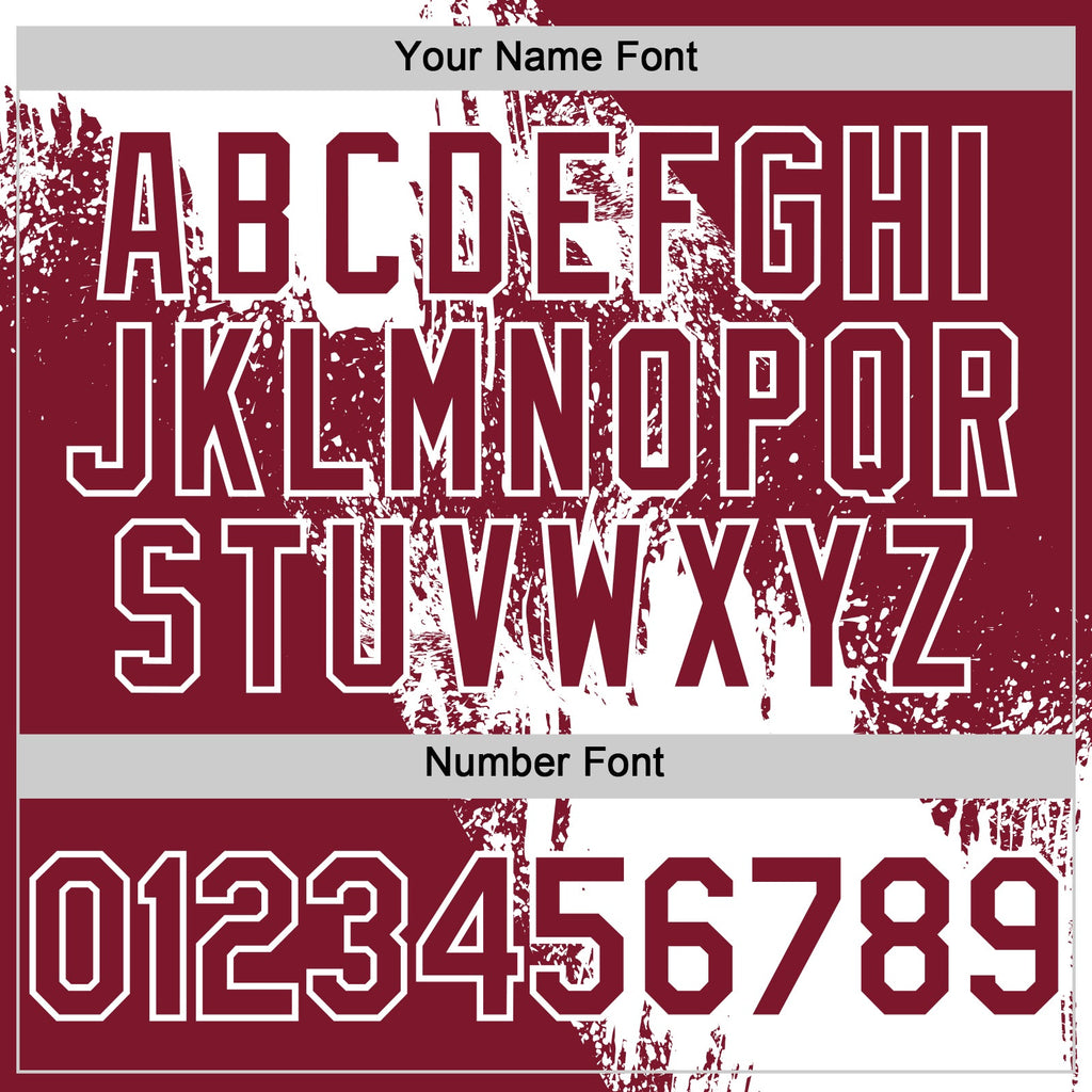 Custom White Crimson 3D Pattern Design Abstract Brush Stroke Authentic Baseball Jersey