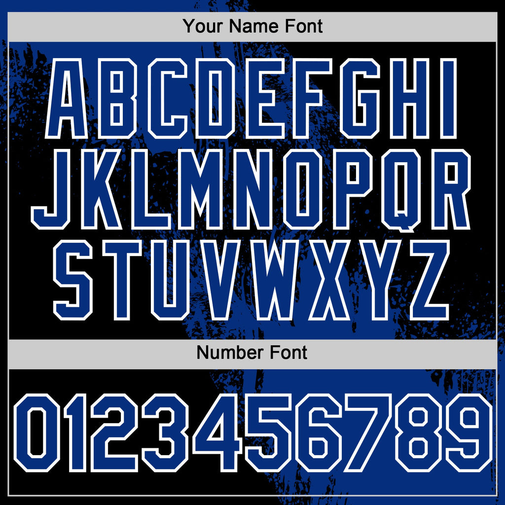 Custom Royal Black-White 3D Pattern Design Abstract Brush Stroke Authentic Baseball Jersey