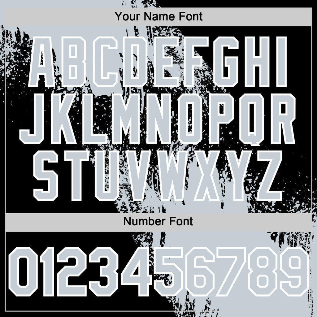 Custom Silver Black-White 3D Pattern Design Abstract Brush Stroke Authentic Baseball Jersey