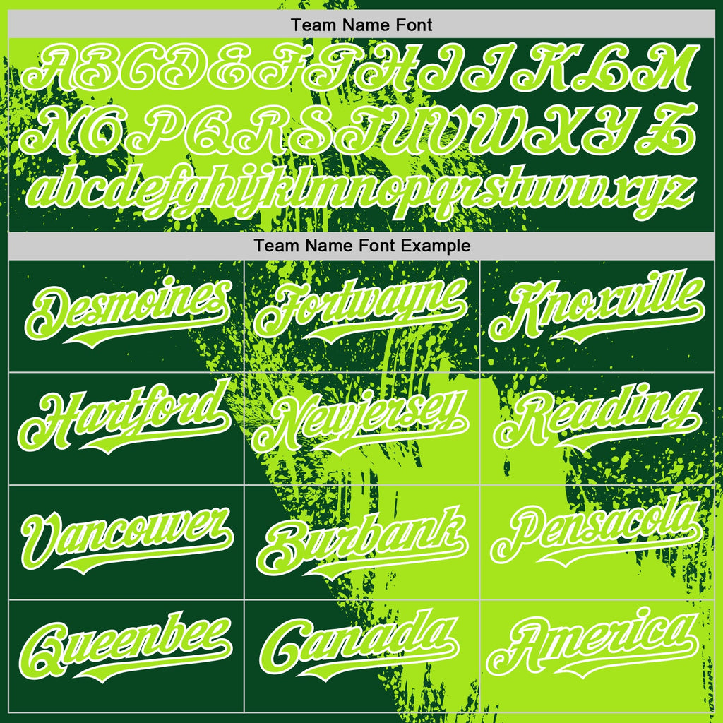 Custom Neon Green Green-White 3D Pattern Design Abstract Brush Stroke Authentic Baseball Jersey