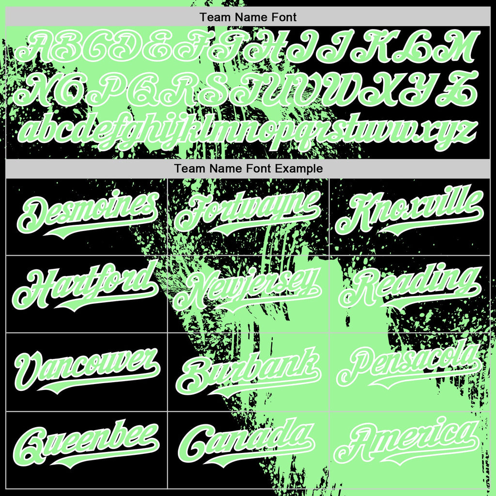 Custom Pea Green Black-White 3D Pattern Design Abstract Brush Stroke Authentic Baseball Jersey