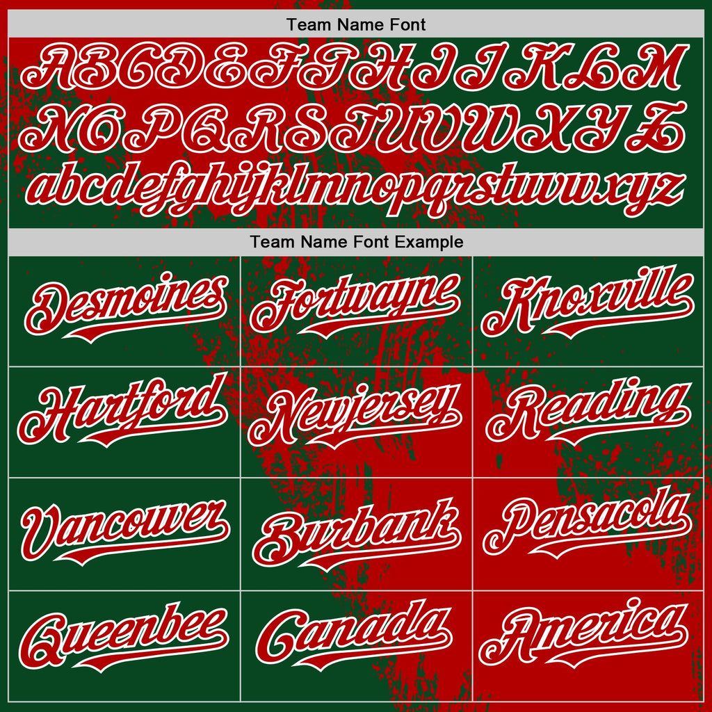 Custom Red Green-White 3D Pattern Design Abstract Brush Stroke Authentic Baseball Jersey