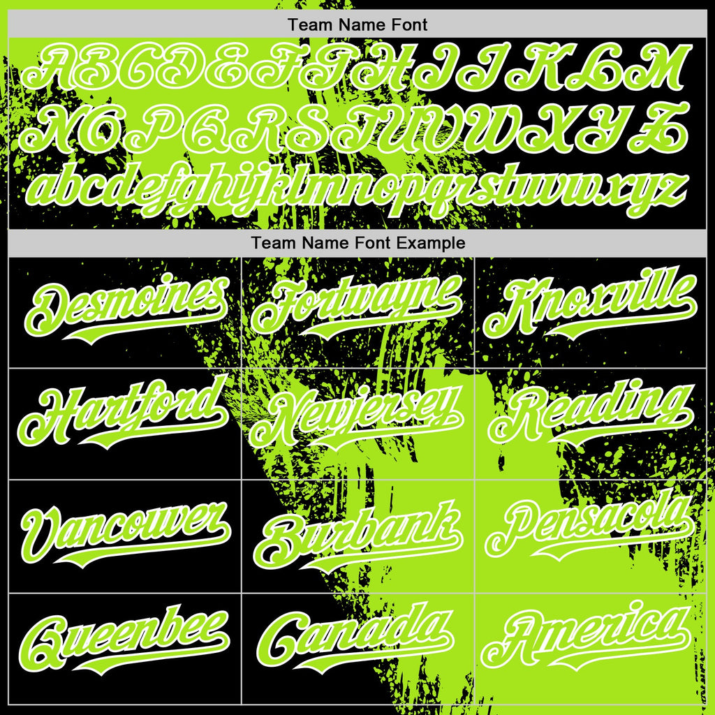 Custom Neon Green Black-White 3D Pattern Design Abstract Brush Stroke Authentic Baseball Jersey