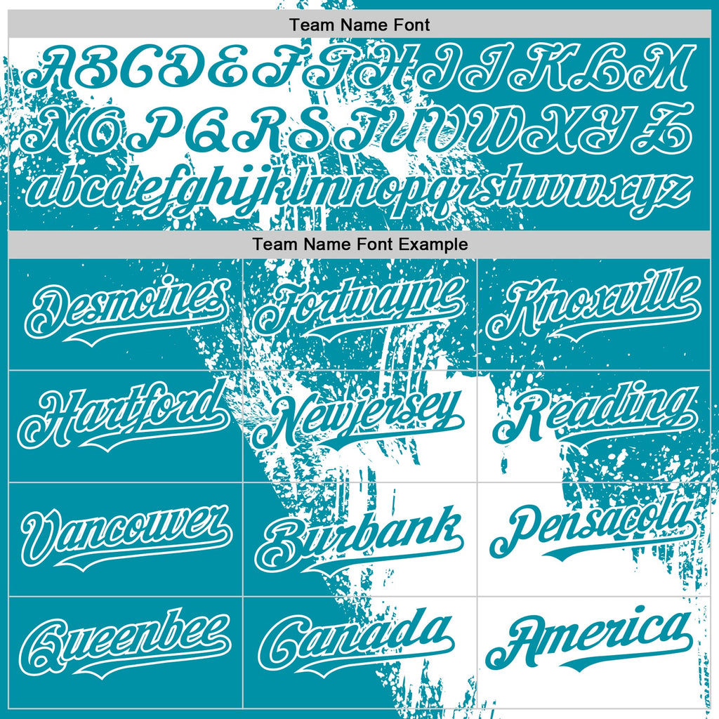 Custom White Teal 3D Pattern Design Abstract Brush Stroke Authentic Baseball Jersey