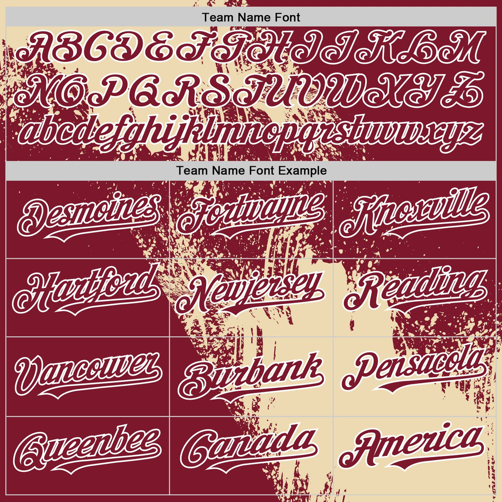Custom Cream Crimson-White 3D Pattern Design Abstract Brush Stroke Authentic Baseball Jersey