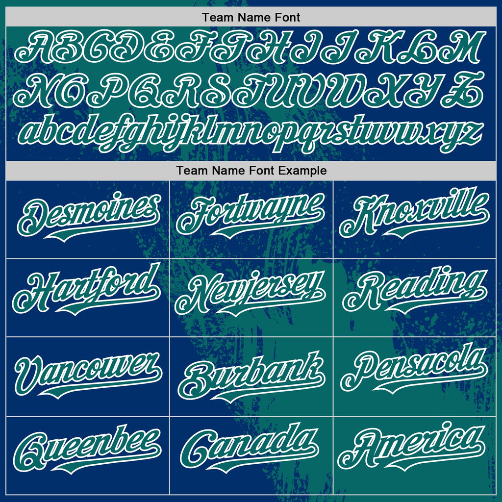 Custom Teal US Navy Blue-White 3D Pattern Design Abstract Brush Stroke Authentic Baseball Jersey