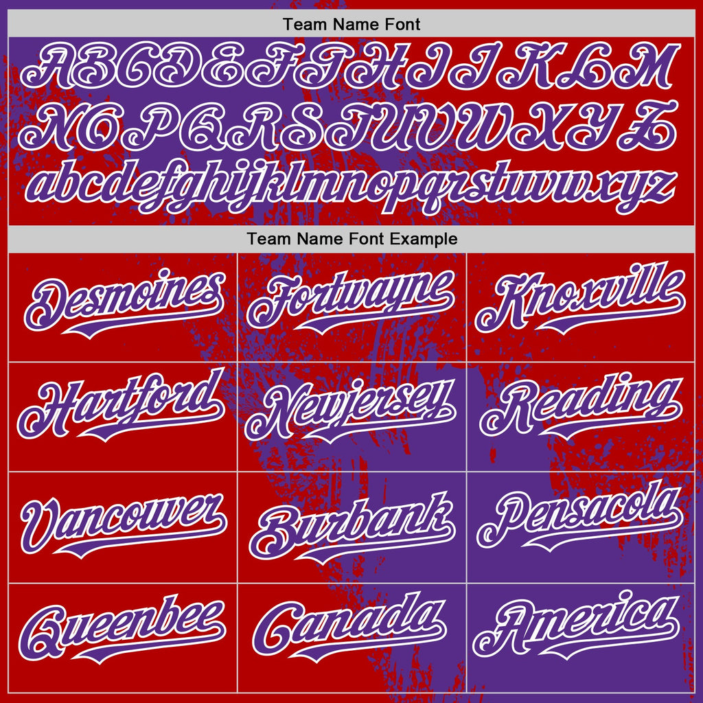 Custom Purple Red-White 3D Pattern Design Abstract Brush Stroke Authentic Baseball Jersey