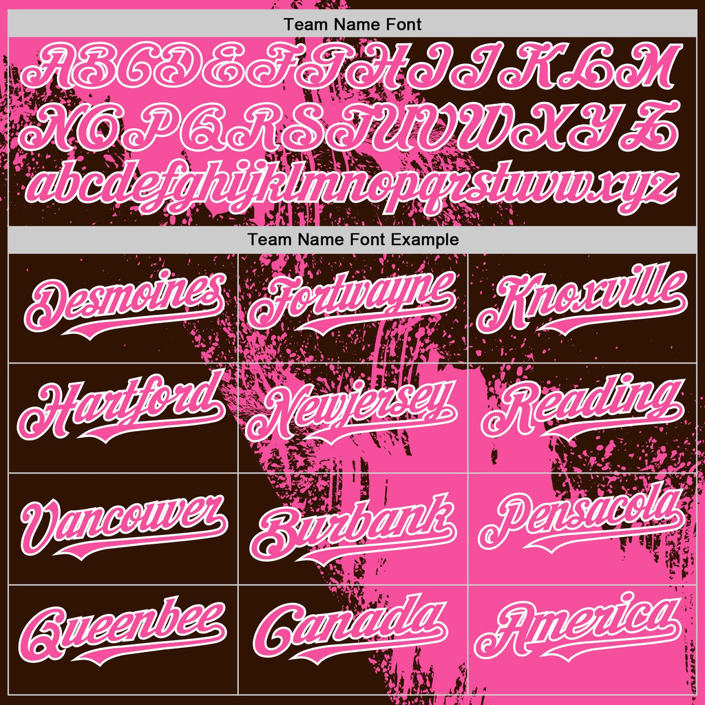 Custom Pink Brown-White 3D Pattern Design Abstract Brush Stroke Authentic Baseball Jersey