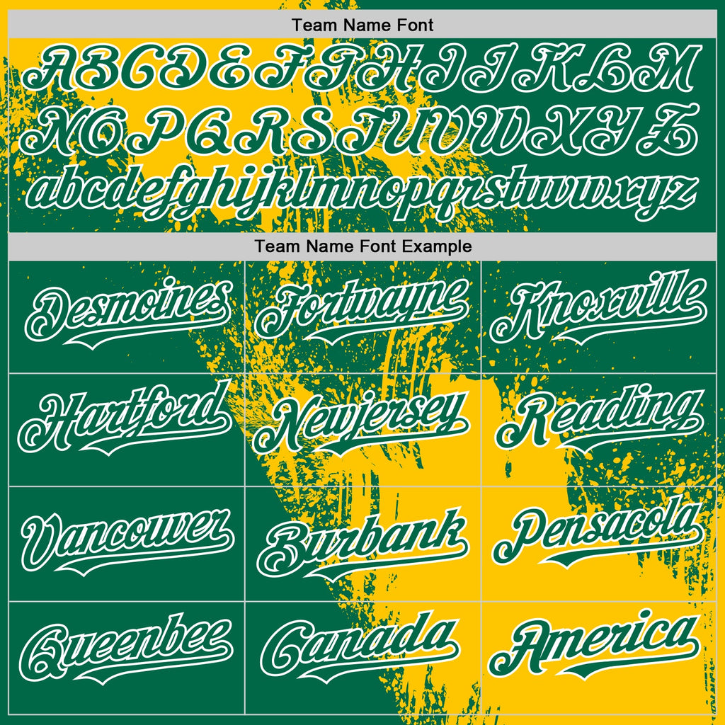 Custom Yellow Kelly Green-White 3D Pattern Design Abstract Brush Stroke Authentic Baseball Jersey