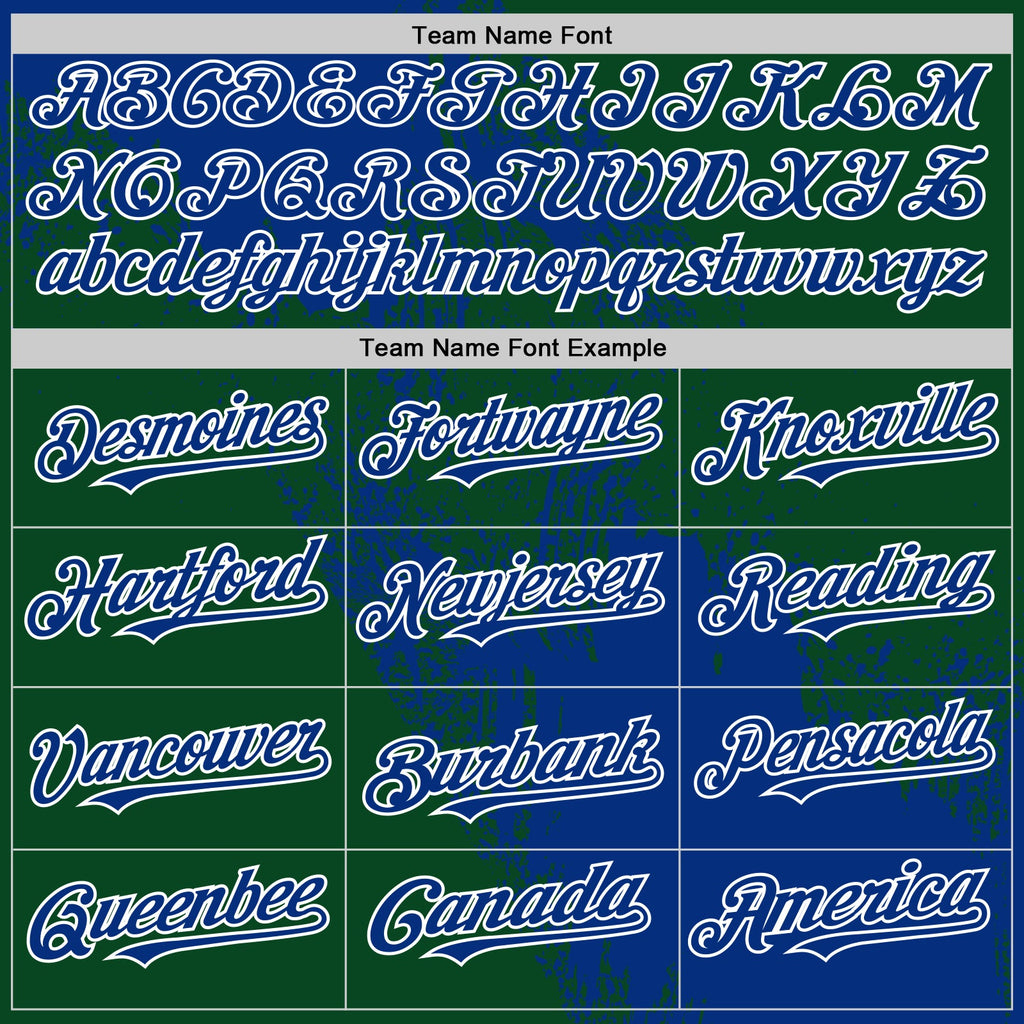 Custom Royal Green-White 3D Pattern Design Abstract Brush Stroke Authentic Baseball Jersey